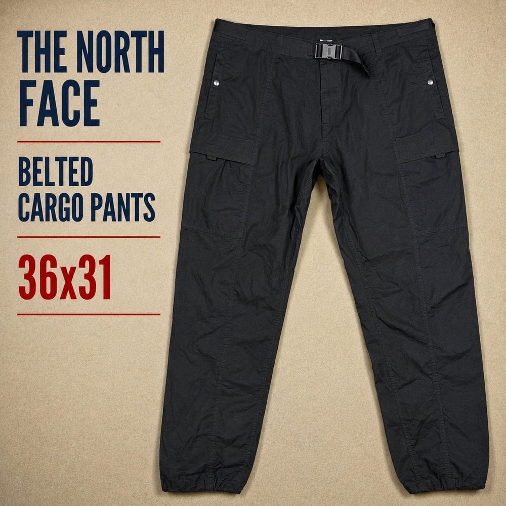 The North Face Mens Belted Cargo Pants‎ Black Size 36x31 Hiking Gorpcore Utility